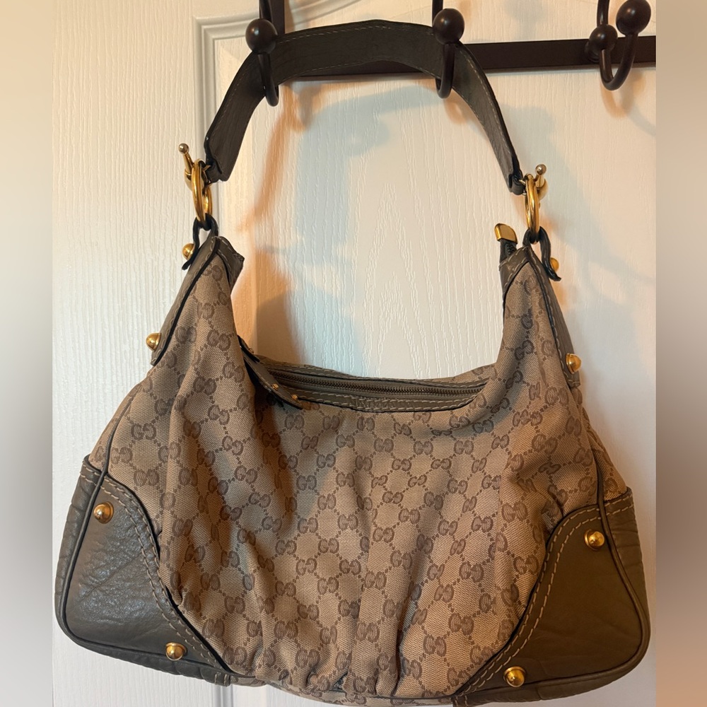 Gucci GG Beige Canvas Jockey hobo bag medium